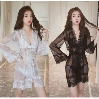 [Che tên] Áo choàng ngủ ren gợi cảm kèm bộ đồ lót