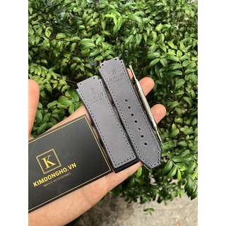 Dây đồng hồ Hublot nam nữ da lộn xám tối Bigbang Fushion cho dây size 42 tặng kèm tovit