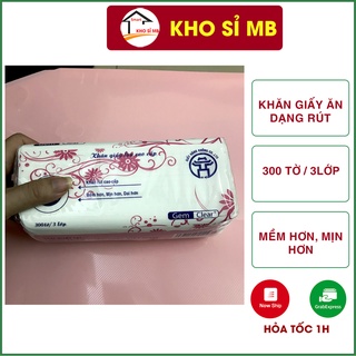 Khăn giấy khô dạng rút việt nam cao cấp 300 tờ/3 lớp, giấy ăn lụa dai, mềm mịn giá rẻ kho sỉ mb