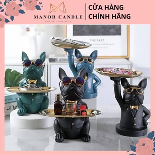 Khay đựng nến thơm bulldog Manor Candle, dùng để trang trí nhà cửa