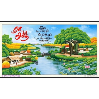 Tranh Đính Đá PHONG CẢNH GIA ĐÌNH HẠNH PHÚC (ĐÁ ABC CAO CẤP). Kích Thước: 1m x 57cm