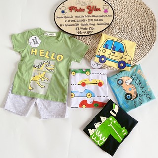 Bộ Cộc Tay Cotton 100 % Hàng Minky Mom In Họa Tiết ZOOMA- Quần Có Túi Cho Bé (8-18kg)(SP001413 )