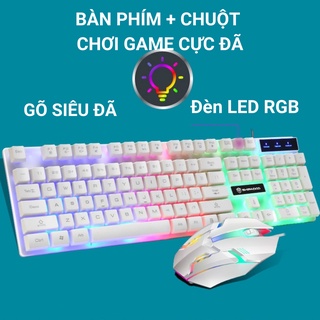 Combo Bàn phím chuột giả cơ gaming Đèn LED chơi game, văn phòng cực xịn