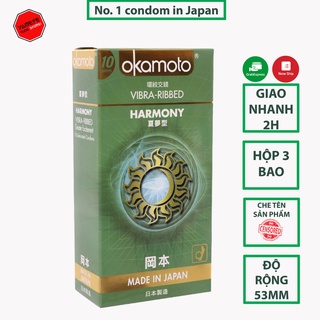 CHÍNH HÃNG 100% Bao Cao Su Okamoto Harmony Gân Sọc Hộp 10 Cái