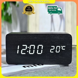 Đồng hồ led để bàn chữ nhật, Báo Nhiệt Độ, Báo Thức hiển thị ngày tháng năm kèm dây sạc usb - bảo hành 12 tháng