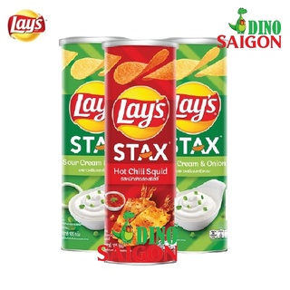 Combo 3 Hộp Bánh Snack Khoai Tây Lay's Stax Thái Lan 105g gồm 2 vị Kem Chua Hành và 1 vị Mực Sốt Cay