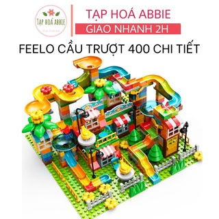 Xếp hình cho bé 400 chi tiết bộ đồ chơi lắp ráp cầu trượt cho bé hãng FEELO tương thích size duplo