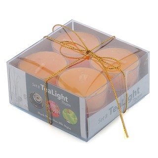 Hộp 8 nến tealight thơm đế nhựa Miss Candle NQM2059 (Cam, hương kẹo ngọt ngào)