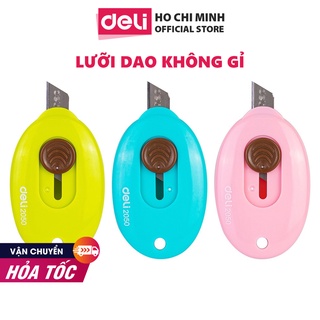 Dao rọc giấy Deli - kích thước mini 35mm tiện dụng - Màu Hồng / Xanh dương / Xanh lá - E2050