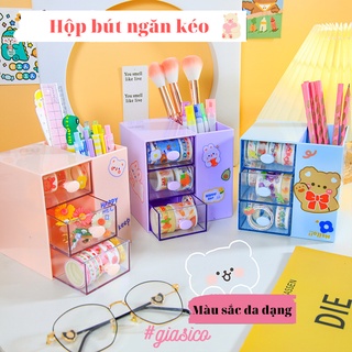 [H003] Hộp Bút Có Ngăn Kéo Trang Trí Bàn Học Ins Giasico