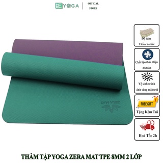 Thảm Tập Yoga Gym Hebeyoga Zera Mat TPE 8mm 2 Lớp Cao Cấp Màu Xanh Ngọc