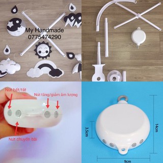 <SIÊU RẺ> Bộ treo nôi đen trắng+bộ khung thanh đầy đủ pin 35 bài cho bé từ 0m
