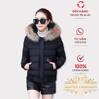 Áo phao nữ cổ lông 3 lớp form cực đẹp dáng xinh sang quý phái thời trang Super Fashion