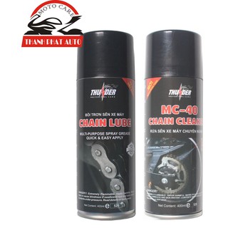 Bộ sản phẩm vệ sinh sên MC-40 400ml, Bôi trơn dưỡng sên Thunder Chain Lube 400ml