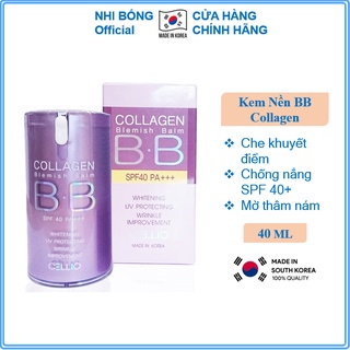 Kem nền trang điểm chống nắng BB Cream Collagen Cellio SPF 40 PA++Hàn Quốc giúp da trắng sáng mịn màng