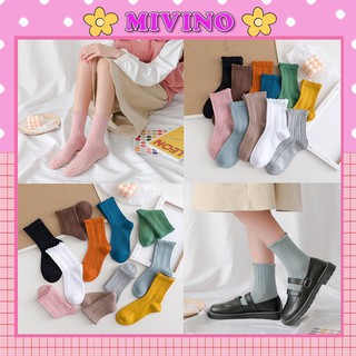 Vớ cổ cao nữ Mivino tất trơn len gân mẫu mới độc đáo TN77