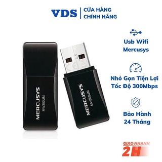 Usb thu wifi cho pc, laptop usb wifi mercusys mini N300 MW300UM, usb thu sóng wifi chính hãng VDS shop