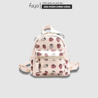 Faya - Balo da mini họa tiết trái dâu dễ thương B421
