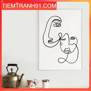 Tranh treo tường | Tranh Abstract Line Art Printable Sketch, Two Face Line Art Print, One Line Drawing