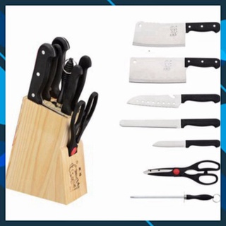 Bộ Dao Kéo Hợp Kim 7 Món Có Kèm Hộp Gỗ Cài Dao | (TT65)