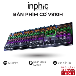 Bàn phím cơ gaming INPHIC V910H Fullsize 104 phím - Red/ Black Switch - Đèn nền 22 chế độ phát sáng