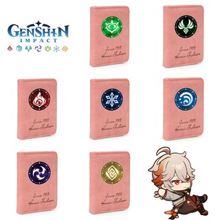 Ví ngắn hồng cầm tay in hình NGUYÊN TỐ GENSHIN IMPACT ver TRÒN đựng vật dụng nhỏ anime chibi game