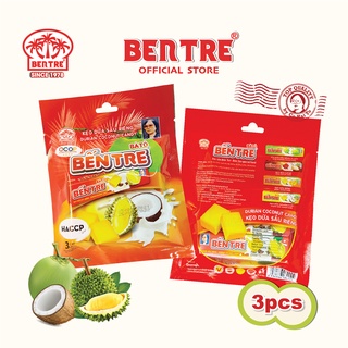 Kẹo dừa Bến Tre Cô Hai Tỏ vị Sầu riêng - Túi 3 Thanh, 1 Thanh 10 viên, ăn vặt thơm ngon bổ dưỡng