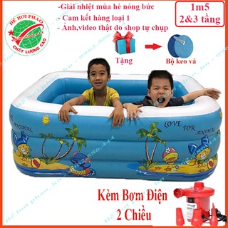 Bể bơi phao cho bé  2+ 3 Tầng -1m5 - loại dày, bể bơi bơm hơi có đáy chống trơn,tặng kèm bộ keo vá