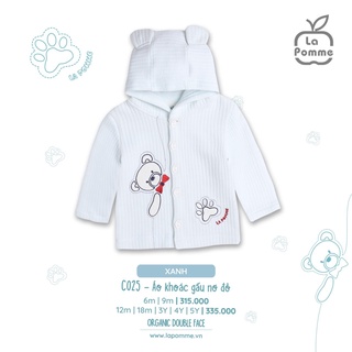 La pomme- Áo khoác cho bé trai bé gái La pomme C025 gấu nơ đỏ