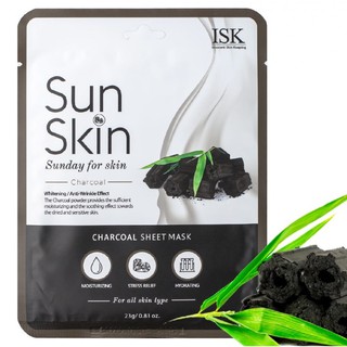 Mặt Nạ Than Xóa Mụn, Sạch Nhờn Trắng Da BEAUSKIN ISK SUNSKIN CHARCOAL SHEET MASK Hàn quốc cao cấp 23g/ Gói