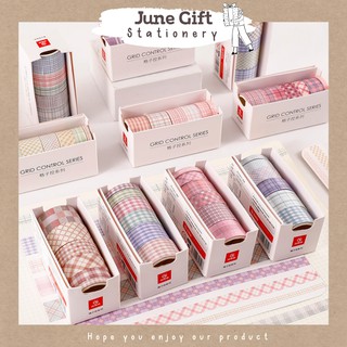 Set 6 Cuộn Washi Tape Họa Tiết Kẻ