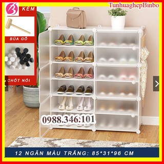 [NHIỀU MÀU] - TỦ NHỰA ĐỰNG GIÀY DÉP KIỂU MỚI 12 Ô (chia ô) CỬA TRẮNG TRONG