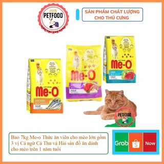 Bao 7kg Me-o Thức ăn viên cho mèo lớn gồm 3 vị Cá ngừ Cá Thu và Hải sản đồ ăn dành cho mèo trên 1 năm tuổi