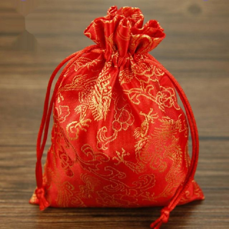 Túi gấm đỏ may mắn long phụng ( rồng phượng )