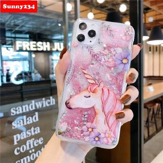 Ốp điện thoại kim tuyến nước họa tiết ngựa kì lân dành cho iPhone 6 6S 7 8 Plus X XS Max XR iPhone 11 Pro Max