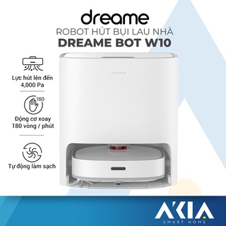 Robot hút bụi lau nhà Dreame W10, lực hút 4000pa, tự giặt giẻ, tự hút rác lên dock sạc, hàng chính hãng