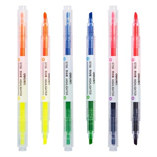 Bút highlight dấu dòng 2 đầu Deli - 3 cây 6 màu - nét trơn mượt, màu tươi sáng - 3 chiếc / Hộp - S736 / EU35304 / S619 .