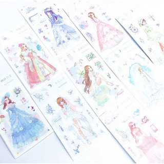 Bộ 6 Tấm Sticker Giấy Công Chúa Pháp