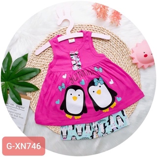 Đồ bộ cho bé gái, bộ 2 dây bé gái cotton 7-23kg