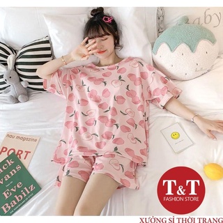 Đồ bộ nữ Ngủ cộc tay bộ mặc nhà dễ thương thun sữa mềm mại