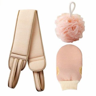 Dây đai chà lưng 3 chi tiết đa năng dụng cụ bằng kỳ cọ massage tẩy da chết khi tắm