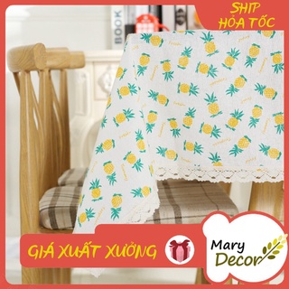 Khăn trải bàn Họa tiết Dứa vàng viền ren (đủ kích thước) - G05