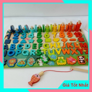 Bộ Bảng Gỗ Câu Cá Và Ghép Hình Học, Chữ Số, Chữ Cái Tiếng Việt Phương Tiện Giao Thông 134 Chi Tiết M001