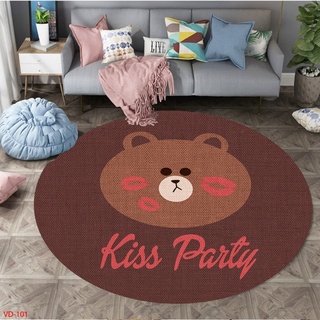 THẢM BALI TRÒN Mẫu GẤU NÂU KISS PARTY Thảm Trải Sàn. Trang Trí. Dày Dặn Có CaoSu Lót Chống Xô Lệch. Titox Shop