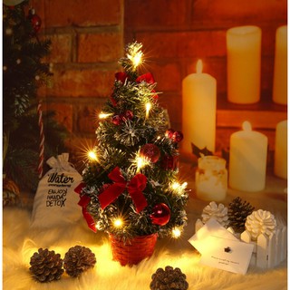 Cây thông noel nhí để bàn kèm đèn và phụ kiện trang trí nhiều size nhiều mẫu