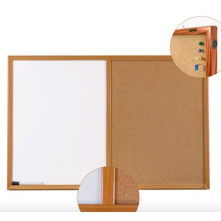 ( Tặng Ghim ) BẢNG COMBO GHIM LIE - MELAMINE TRẮNG KHUNG GỖ TỰ NHIÊN 60x90 cm, hàng cao cấp xuất khẩu