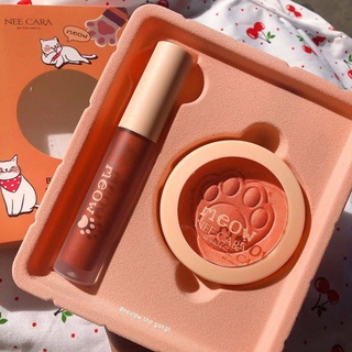 Set Má Hồng Và Son Môi Tông Cam San Hô Nee Cara Blush &amp; Lip Glaze Make Up Kits N317 No.04
