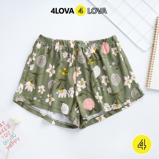 Quần đùi nữ mặc nhà coton co giãn cao cấp 4LOVA cạp chun in họa tiết vintage dễ thương