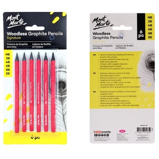 BỘ 6 CÂY BÚT CHÌ THAN CAO CẤP MONT MARTE MM-MPN0046 (HB, 2B, 4B, 6B, 8B, EE)