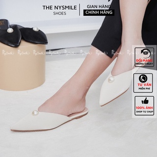 Dép Sục đính hột ngọc da nhăn - THENYSMILE - KYLIE